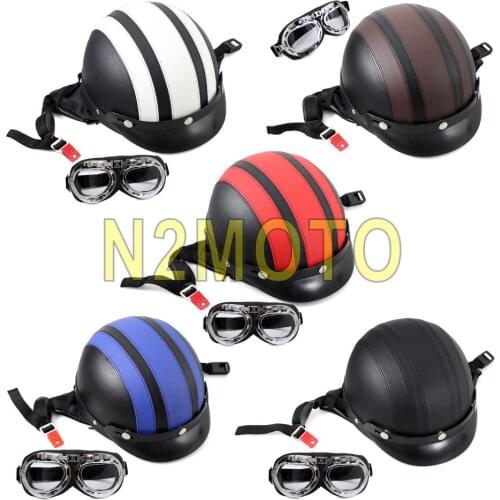 5 Colors Motorcycle Half Helmet Visor Capacete Off Road Cycling Helmets Goggle Visor Casco Para Retro Capacetes Black White Blue