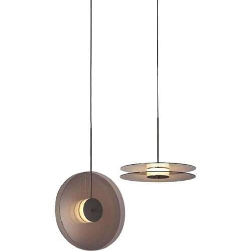 Nordic coffee colored double-glazed pendant lights living room modern bedroom bedside Brown lamp LED decorated hanging fixtures