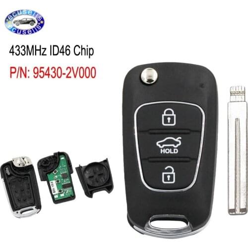 Upgraded Flip Remote Key Fob 433MHz ID46 Chip for Hyundai Veloster 2012 P/N: 95430-2V000