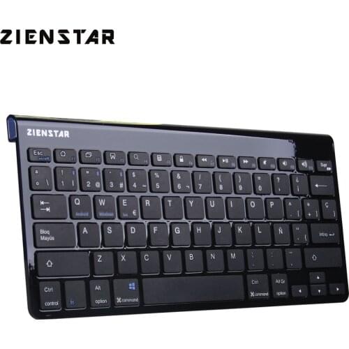 Zienstar Rechargeable Spanish Ultra Slim Wireless Keyboard Bluetooth 3.0 for Ipad,MACBOOK,LAPTOP,Computer PC and Android Tablet