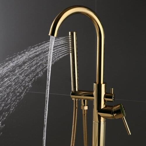 All copper cold and hot water floor-type bathtub faucet shower shower set vertical bathtub hotel engineering shower head