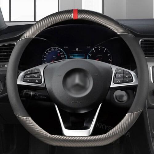 Anti Slip Car Carbon Fiber Steering Wheel Cover for Mercedes Ben AMG 38cm Models A C CLA E GLA GLC GLE S B CLS Class Accessories
