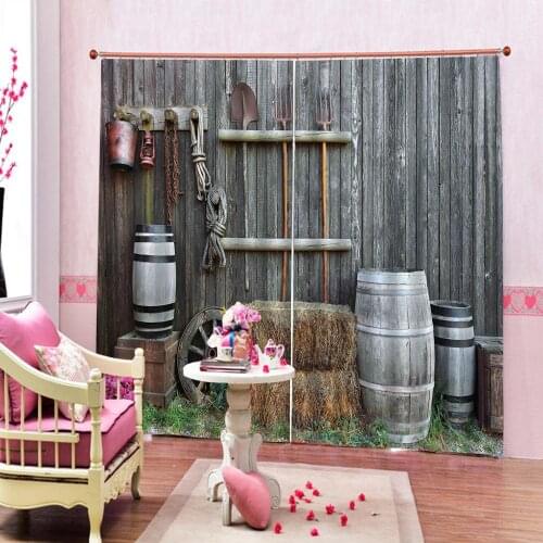 Retro curtains 3D Blackout Curtains For Living room Bedding room Drapes Cotinas para sala Decoration woods curtains