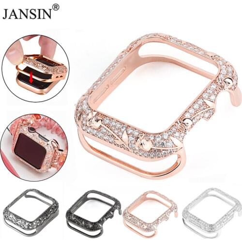 Luxury Diamond Case For Apple Watch 42mm 38mm 40mm 44mm Armor Copper Fashion Protective Cover Bumper For iWatch Series 6 5 4 SE
