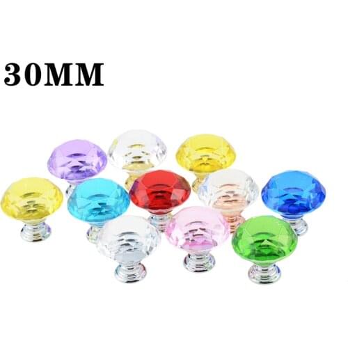 5/10/12Pc/Lots 30mm Diamond Shape Design Crystal Glass Knobs Cupboard Drawer Pull Kitchen Cabinet Door Wardrobe Handles Hardware