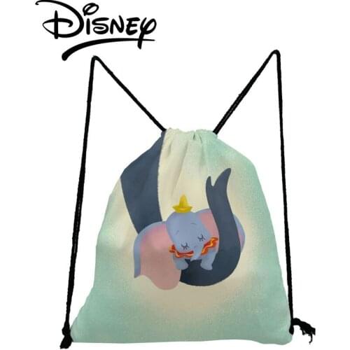 Disney Dumbo Backpack Green Portable Drawstring Bags Animal Storage Bag Gym Pouch Cartoon Elephant Cute Child Small School Bag
