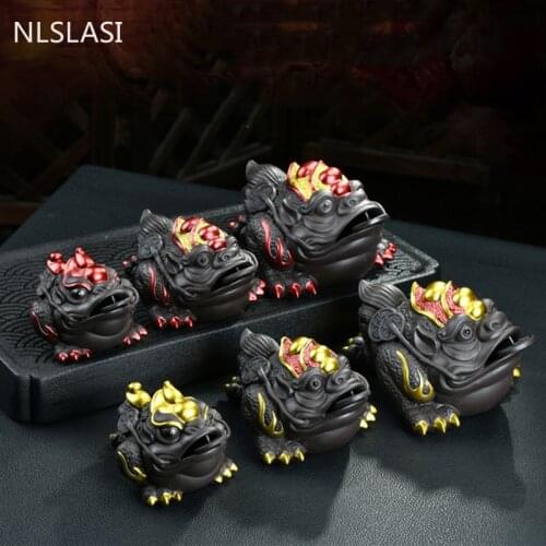 1 PCS resin Color-Changing tea pet Toad Figurine Frog Statue Ornament sculpture Crafts Tea Table Decoration Accessories