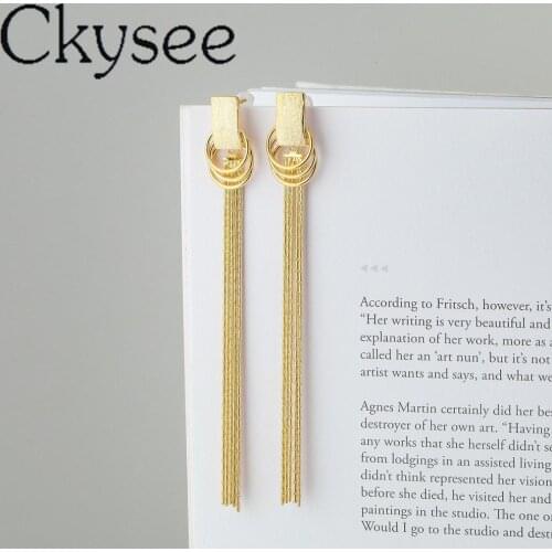 Ckysee Gold Tassel 925 Sterling Silver Earrings Brushed Earrings For Women Fashion Earrings Daily All-Match Fine Jewelry