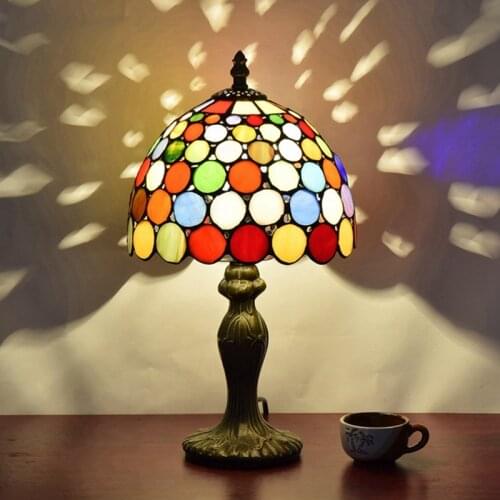 8inch Modern camouflage retro bohemian decorative lamp Tiffany stained glass bar restaurant bedroom bedside trumpet table lamp
