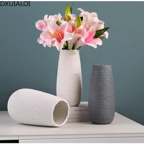 DXUIALOI modern minimalist creative ceramic crafts vase indoor bedroom living room desktop flower arrangement vase decoration