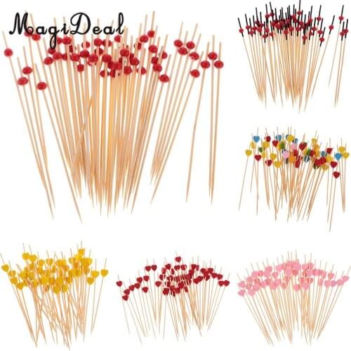 MagiDeal Unique Design 100Pcs Bead Cocktail Sticks Sandwich Fruit Toothpick Picks for Funny Birthday Party Bar Cafe Supplies
