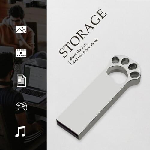 Zinc Alloy USB Thumb Drive Cat Paw USB 2.0 Pendrive 128GB 64GB 32GB 16GB 8GB 4GB Cute Cat Paw Mini Pen Drive USB Flash Drive