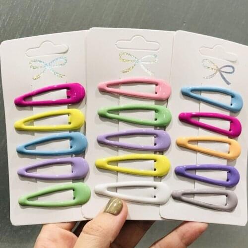 5Pcs/Set 5cm Snap Hair Clips BB Hairpin Color Metal Barrettes for Baby Children Women Girls Styling Hair Accessories