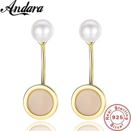Exquisite S925 Sterling Silver Shell Pearl Stud Earrings for Women Girl Gifts Fashion Jewelry Wedding Accessories