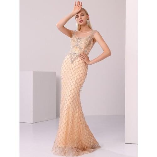2019 new arrive evening dress long style pink color fashion dress evening dresses evening wear