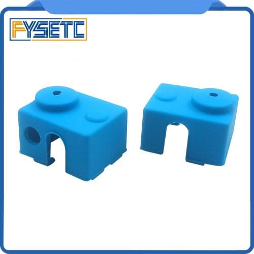 2X V6 Heater Block Fixing Silicone Insulation Sock Blue non-Official Heated Block For V6 PT100 Hotend Warm Keeping Cover