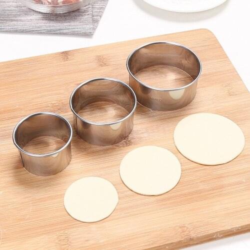 3Pcs/set Food-Grade Stainless Steel Round Pastry Mold Dough Press Cutter Cookie Pastry Dough Molds Kitchen Cooking Tools