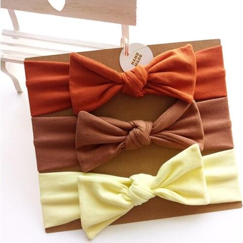 3pcs/set Headband For Baby Girls Soft Cotton Bow Knotted Elastic Hairband Newborn Baby Princess Hair Accessories Girls Turban