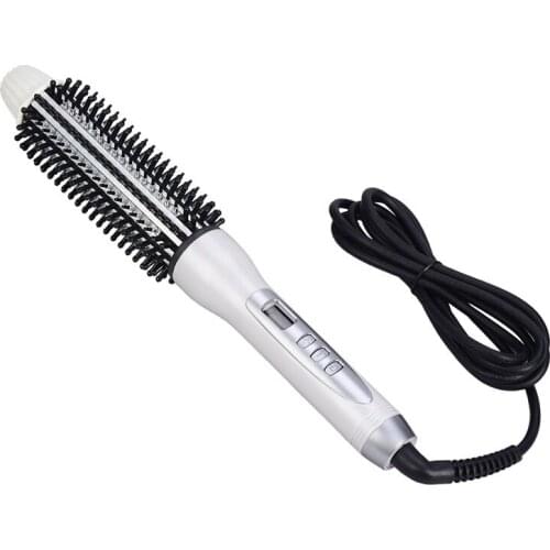 32Mm Eu Plug Professional Ceramic Hair Curler Straightener Hot Heat Comb Electric Lcd Hair Brush Curling Comb Round Large