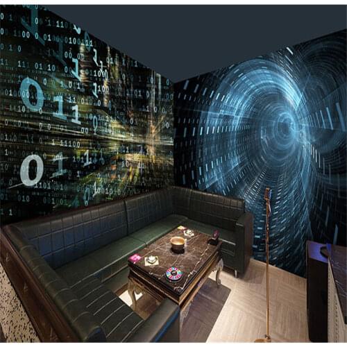 Custom 3D Space Science Space Tunnel Wall Paper 3D Restaurant Bar KTV Industrial Decor Mural Wallpaper 3D Papel De Parede 3d