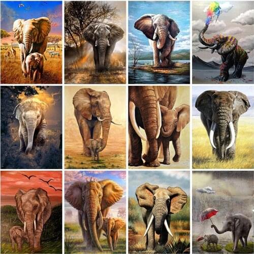 5D DIY Diamond Painting Full Square Drill Diamond Embroidery Cross Stitch Home Decoration Animal Elephant Mosaic Kits Wall Art