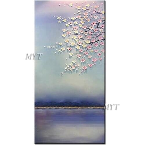 The Trees By The River And The White Trees On The Grass Abstract Oil Painting On Canvas Living Room Home Picture Modern Wall Art