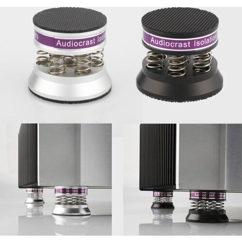 Audiocrast 4PCS Black Sliver Aluminum Spring Speakers Spikes Isolation Stand for HiFi Amplifier/Speaker/Turntable/Player