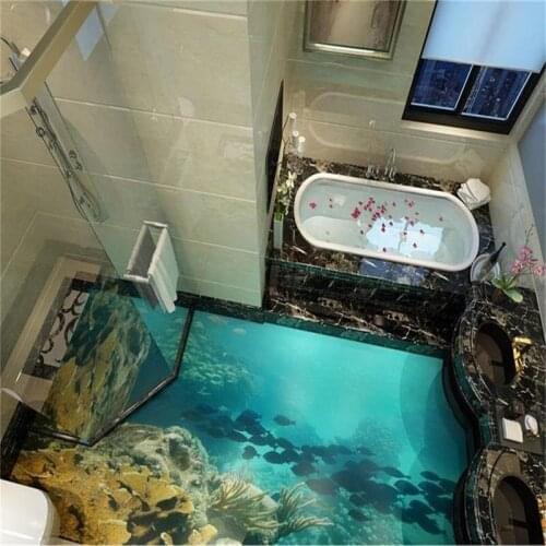 Beibehang Custom Photo Floor Wallpaper Ocean World Underwater World Living Room Bedroom Bathroom Floor Mural Self-adhesive