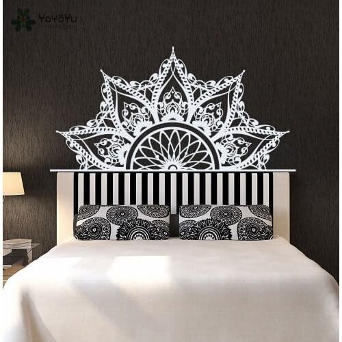Bohemian Mandala Flower Bed Decoration Accessories Wall Decal PVC Bedroom Vinyl Lotus Adhesive Beautiful DIY Wall Sticker SYY276