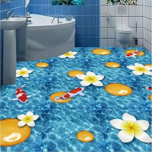 Beibehang Large Custom Wallpaper Mural 3d Watermark Pebble Koi Floor Painting papel de parede 3d photo wallpaper