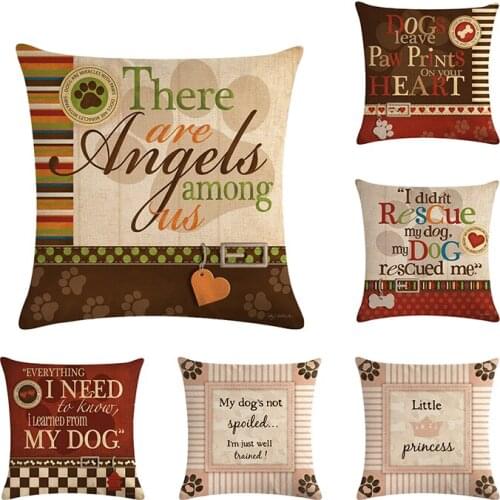 Funny Cartoon Interesting Words Decorative Letters Cushion Cover Pet Dog Cat Sofa Black Background Pillow Case ZY717