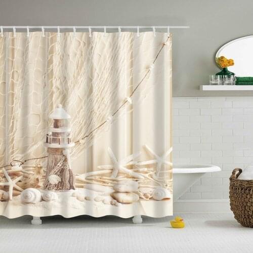 Dafield Beach Shower Curtain Starfish Ocean Bathroom Decor Conch Seashell Net