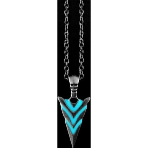 Hip Hop Punk Long Necklace Luminous Glowing Arrow Pendant Necklace Knight Spear Necklace for Women Men Halloween Gift