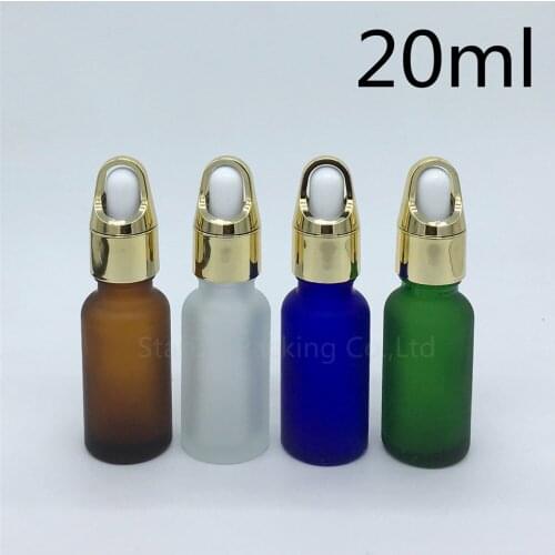 Travel bottle 500pcs 20ml amber green blue Transparent frosted glass essential oil bottle,20cc glass perfume dropper bottle