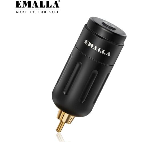 EMALLA 1PCS Mini Wireless Alloy Tattoo Machine Tattoo Power Supply RCA Connection For Permanent Makeup Rotary Tattoo Machine Gun