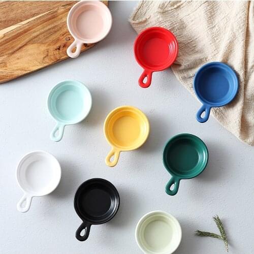 Glazed Tableware Ceramic Handle Dish Japanese-style Multi-purpose Snack Sauce Olive Oil Rice Seasoning Organizer Kitchen Tools