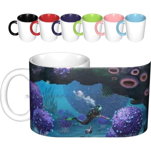 Ceramic Mugs Coffee Cups Milk Tea Mug Ocean Sea Water Stripes Blouse Fashion Cup Sheath Phone Cloth Handkerchief Style Backpack