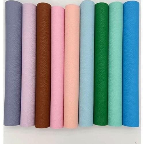 Matte Solid Colors Plain Design Litchi Texture PU Embossed Synthetic Leather Fabric For Making Shoe/Bag/Earring/Purse