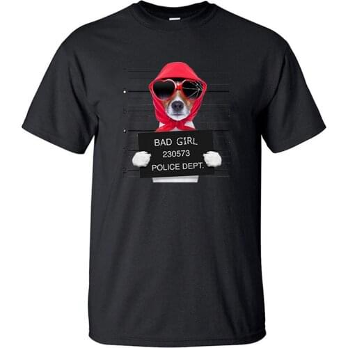 Bad Girl Police Dept Funny Dog Fashion Gift T Shirt Cotton Loose Vintage Print T Shirts Top Men Cool Hip Hop Short Sleeve Tshirt