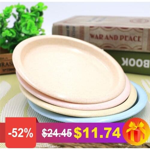 MORGIANA 4pcs/set 7.5 inch 4 Pcs/Set Eco-friendly Wheat Straw PP Dinner Plates Dishes for Cake Dessert Travel Dinnerware Sets