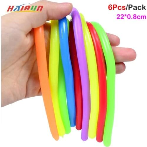 22cm 6Pieces/Pack DIY Soft Rubber Noodle Stretch String Stress Relief Toy Stretch Rope Fidget Stress Vent Toys
