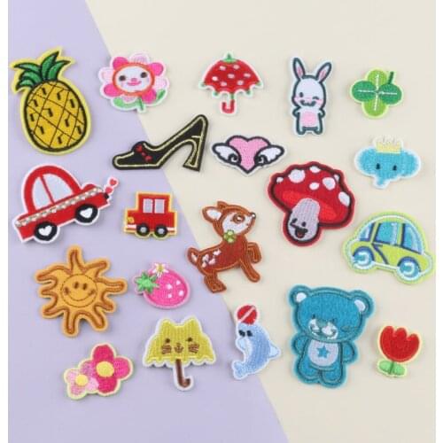 50pcs/Lot Embroidery Patches Letters Clothing Decoration Accessories Animal Car Diy Iron Heat Transfer Applique Mushroom