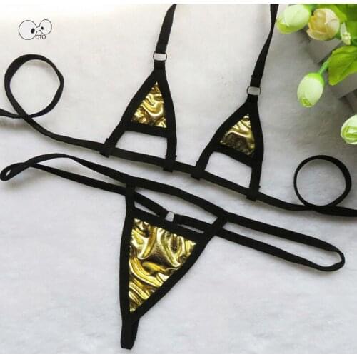 2020 NEW Shiny Coating Micro Bikinis Women Sexy Erotic Eye-catching Mini Lingeries Swimwear G-String Thong Clubwear Bathing Suit