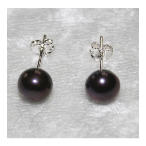 New Favorite Pearl Dark Brown 8mm Freshwater Pearl Stud Earrings S925 Sterling Silver Jewelry Fine Wedding Party Lady Gift