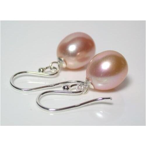 New Arrival Favorite Pearl Store AAA Quality 10x9mm Peach Freshwate Drop Pearl S925 Sterling Silver Dangle Earrings Lady Gift