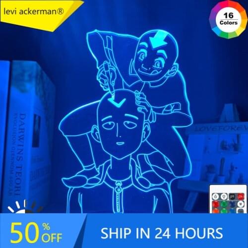 One Punch Man Led Night Light Anime Lamp Saitama for Bedroom Decor Nightlight Kids Gift The Last Airbender Avatar Light Aang