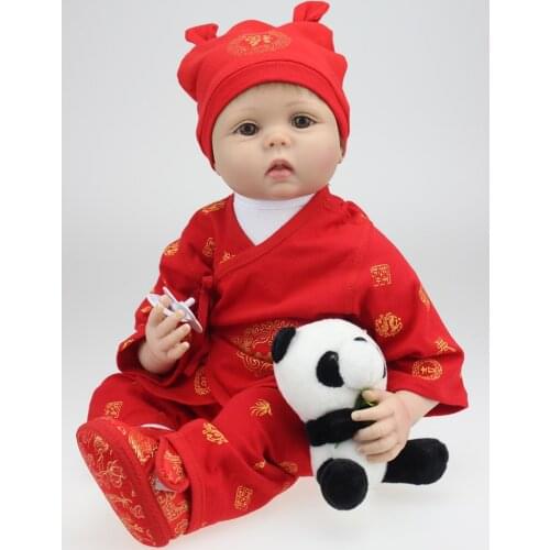 Wholesale 22 Inches Silicone Reborn Baby Dolls For Boys Toys Safe Hobbies Real Life Baby Dolls Brown Eyes Special Toys