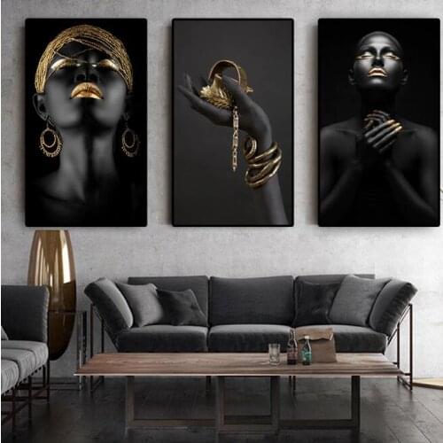 African Woman Posters and Prints Wall Art Black Hands Holding Silver Jewelry Canvas Painting Wall Pictures For Living Room Decor
