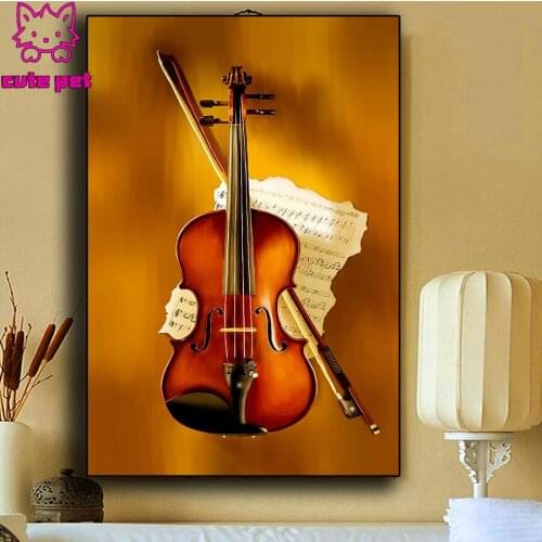 Full Square Round Drill Violin music 5D DIY Diamond Painting Mosaic Embroidery Full Display Rhinestone Cross Stitch Home Decor
