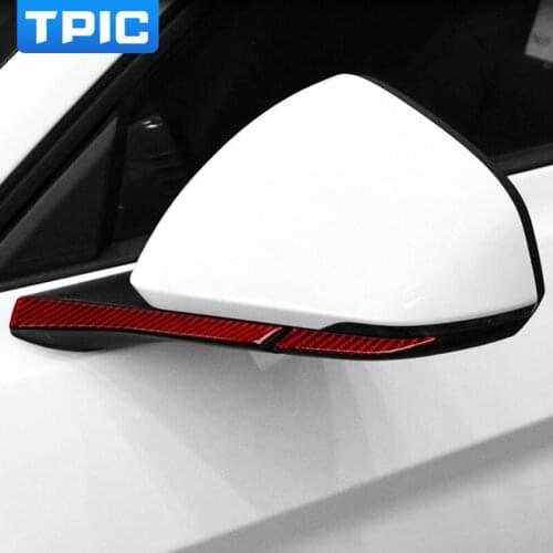 TPIC Car Rearview Mirror Anti-rub Strips Anti-collision Carbon Fiber Stickers Decals For Ford Mustang 2015-2019 auto accessories